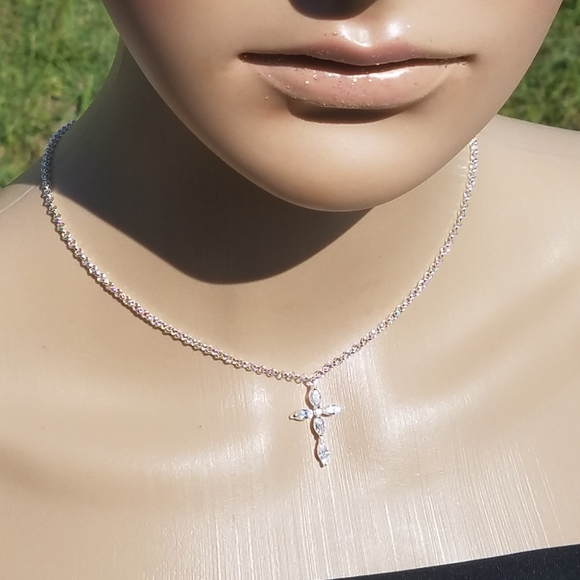 SALE Rhinestone Cross Necklace - Picture 2 of 3